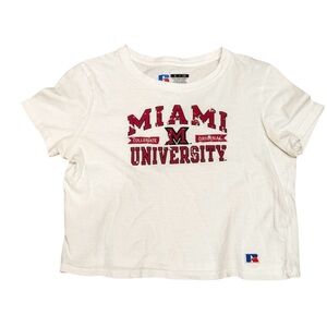 Miami of Ohio Crop Top Tshirt White Red S Collegiate